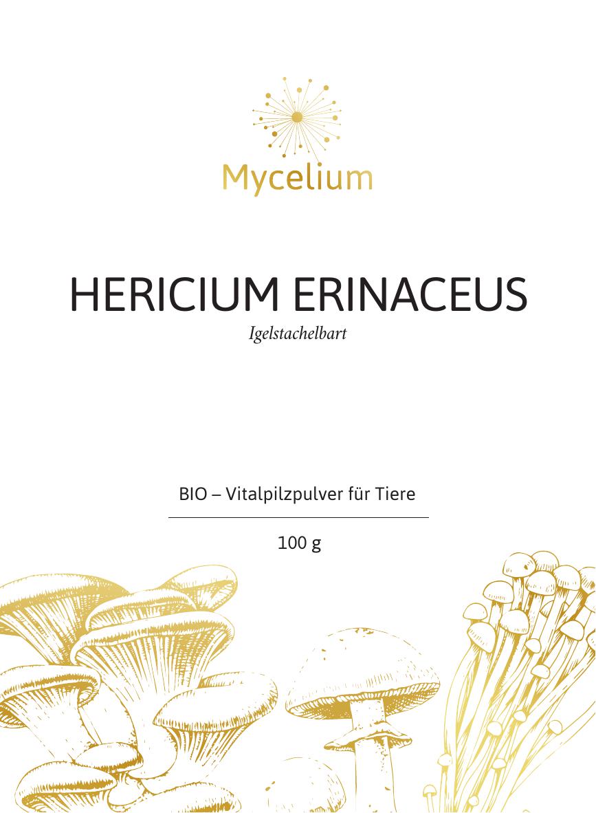 BIO Hericium Erinaceus 100g Pulver für Tiere – Hochwertiger Heilpilz für Tiergesundheit (Vorderseite, BIO Pilze)