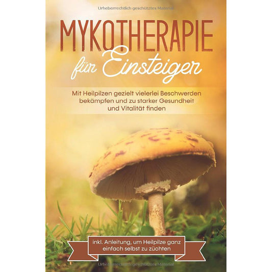 "Buchcover von 'Mykotherapie für Einsteiger' – Ein einführender Leitfaden in die Welt der Therapie mit Heilpilzen, ideal für Anfänger und Interessierte, die mehr über die gesundheitlichen Vorteile von Pilzen erfahren möchten."