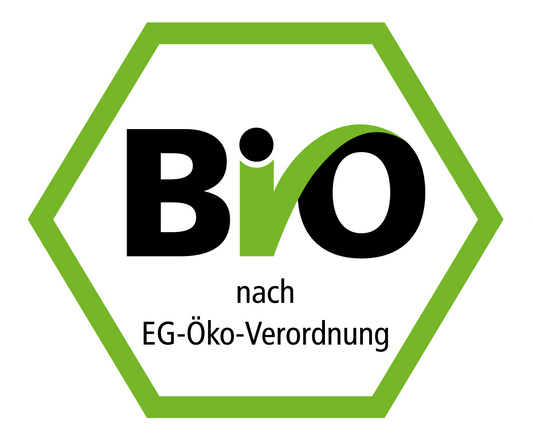 Offizielles Siegel für BIO Qualität nach EG-Öko-Verordnung, ein Gütesiegel, das die Einhaltung ökologischer Standards in der Produktion von Vitalpilzen kennzeichnet.