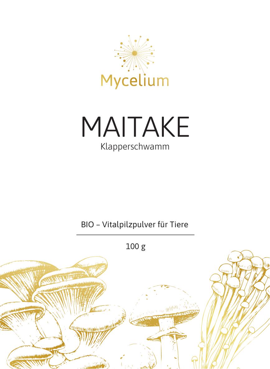 BIO Maitake 100g Pulver für Tiere – Hochwertiger Heilpilz für Tiergesundheit (Vorderseite, BIO Pilze)