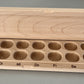 Offene Pillendose aus Holz mit 14 Fächern für die Wochenration Vitalpilze.
